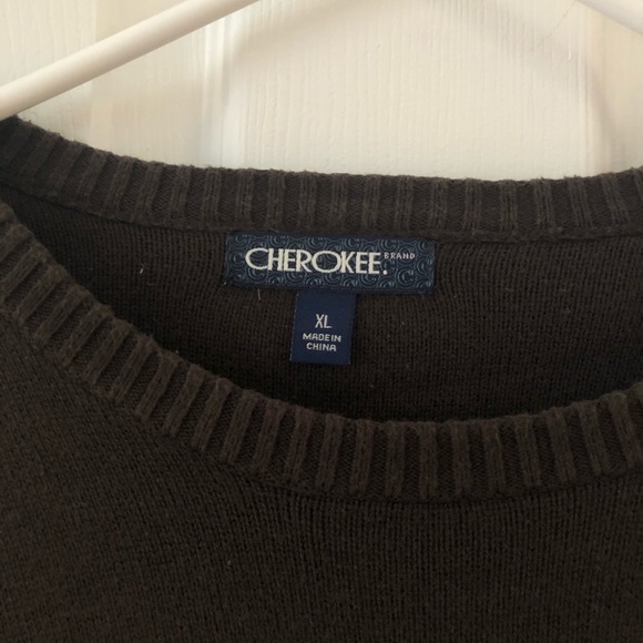 Men’s XL brown and tan striped crew neck sweater - Picture 2 of 2
